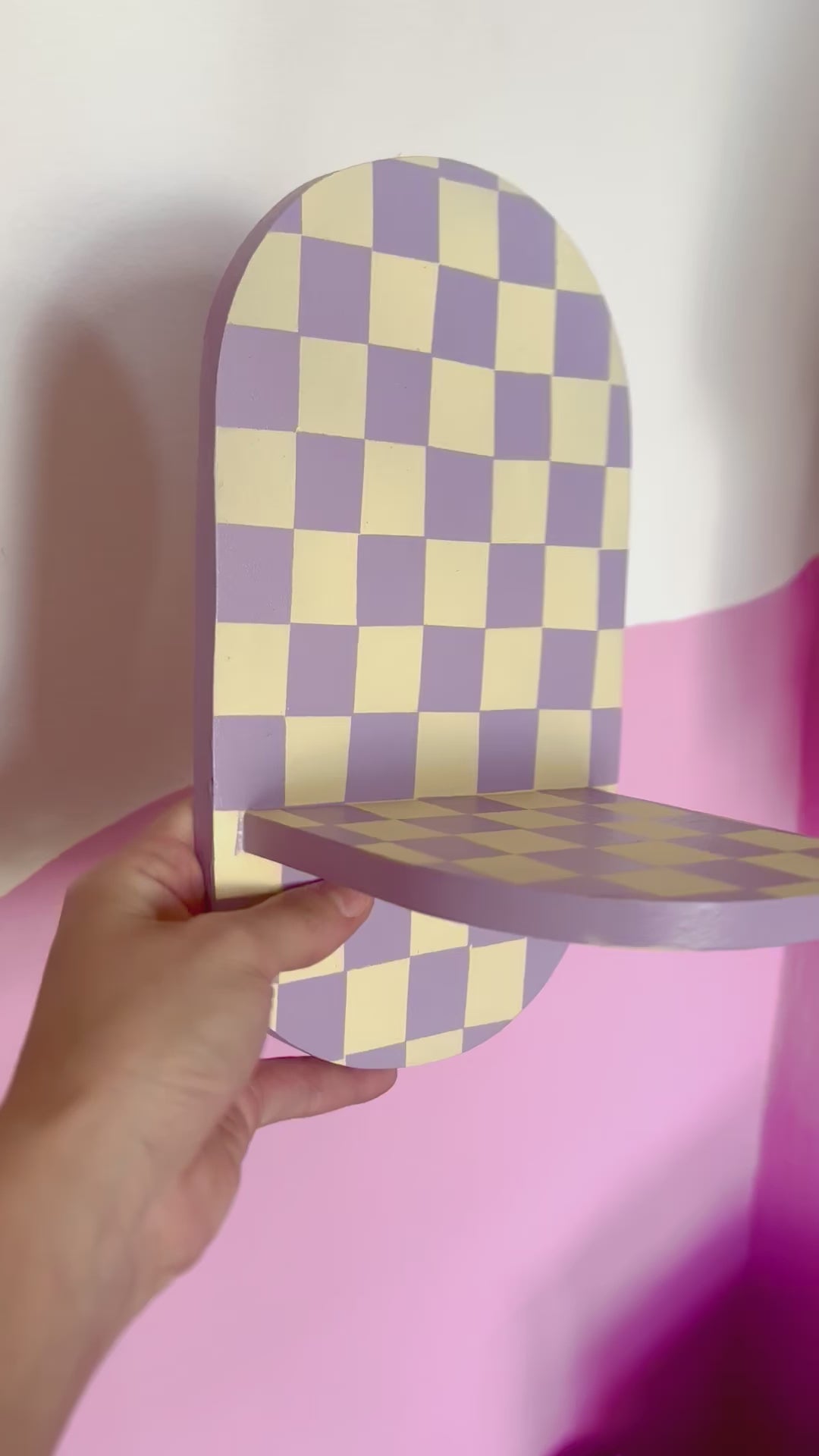 Étagère ovale à carreaux : Lilas/Jaune