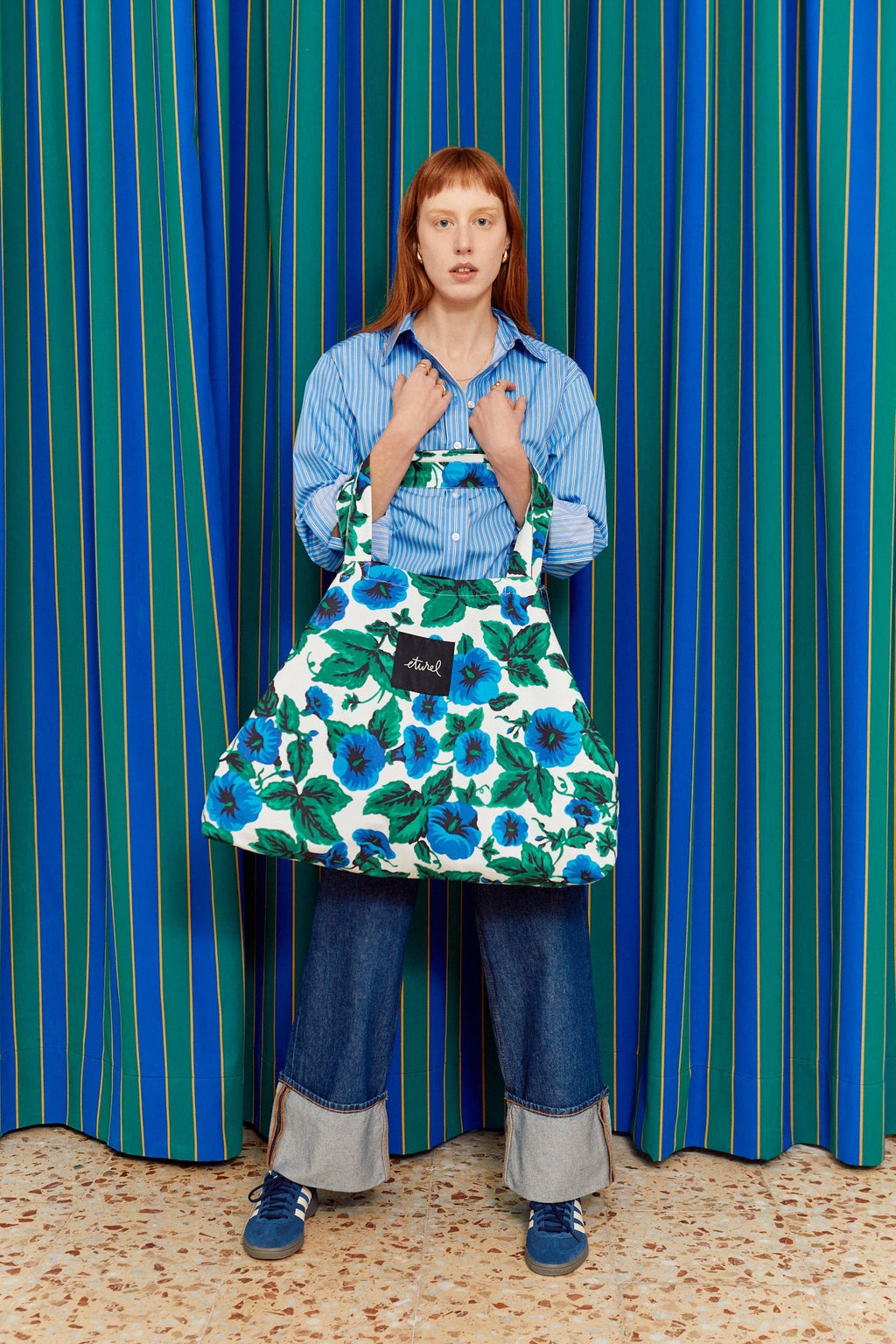 Bolso shopper maxi lona toldo flores - Bolso shopper