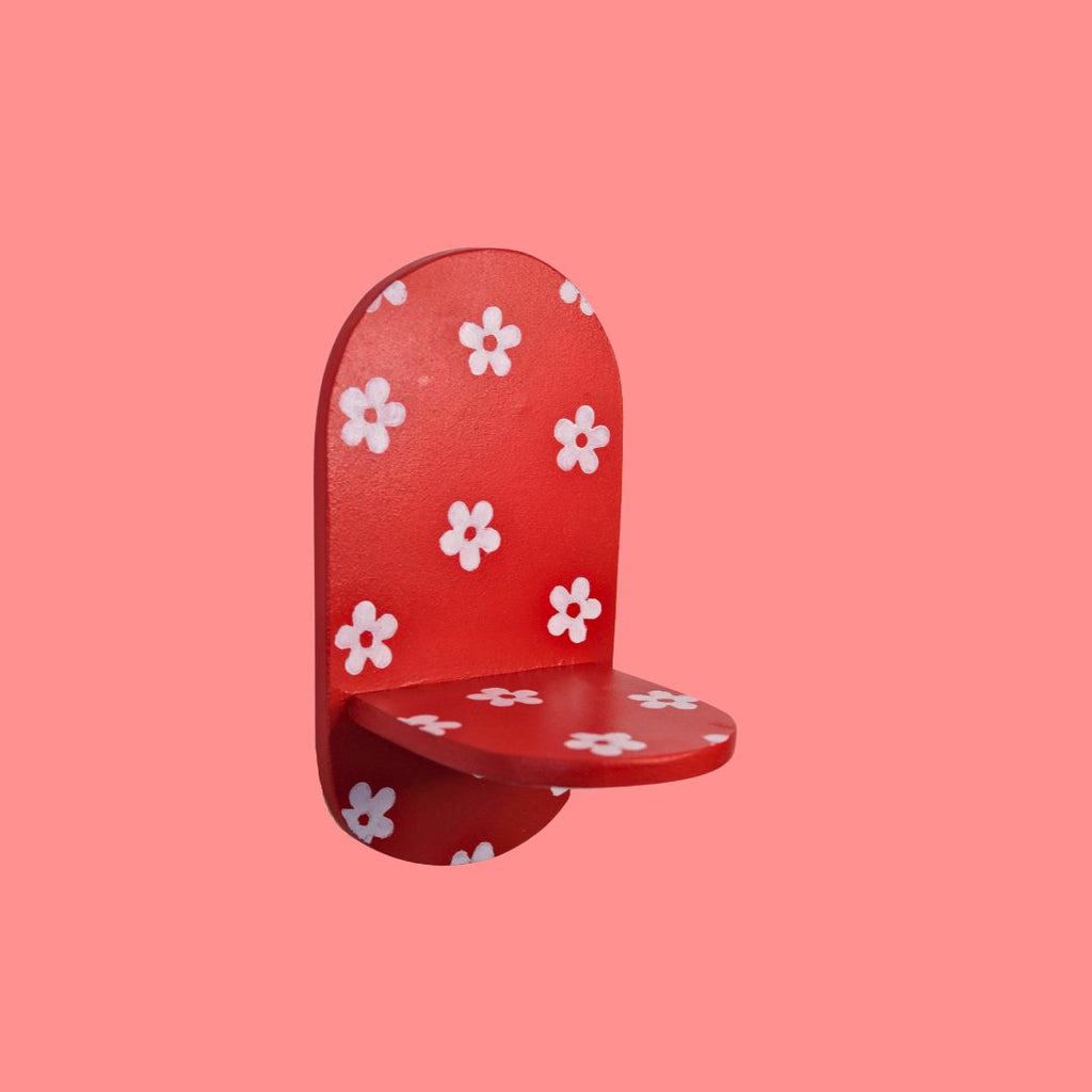 Estantería Oval Floral: Rojo/Blanco