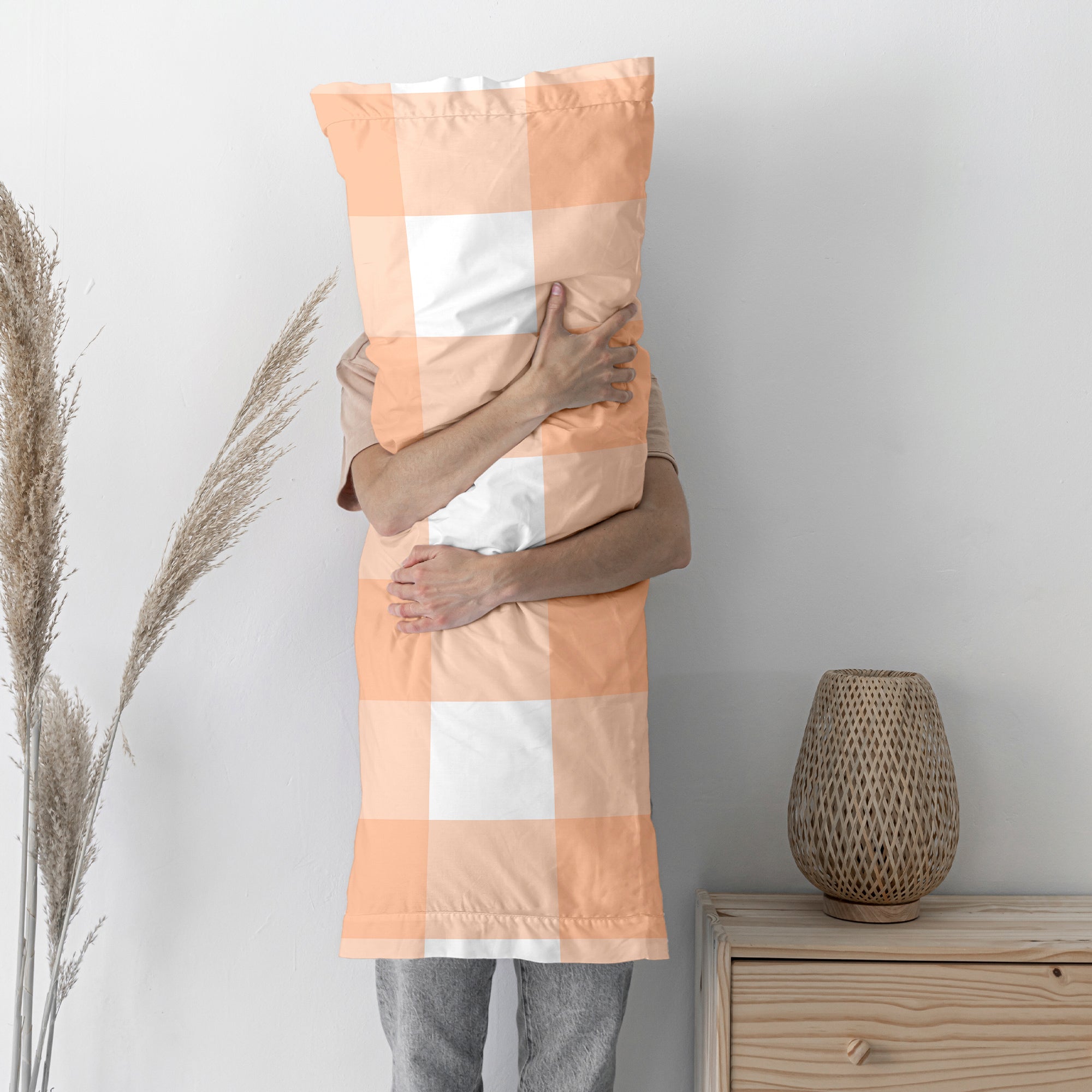 Gingham Funda de almohada Melocotón - Fundas de almohada