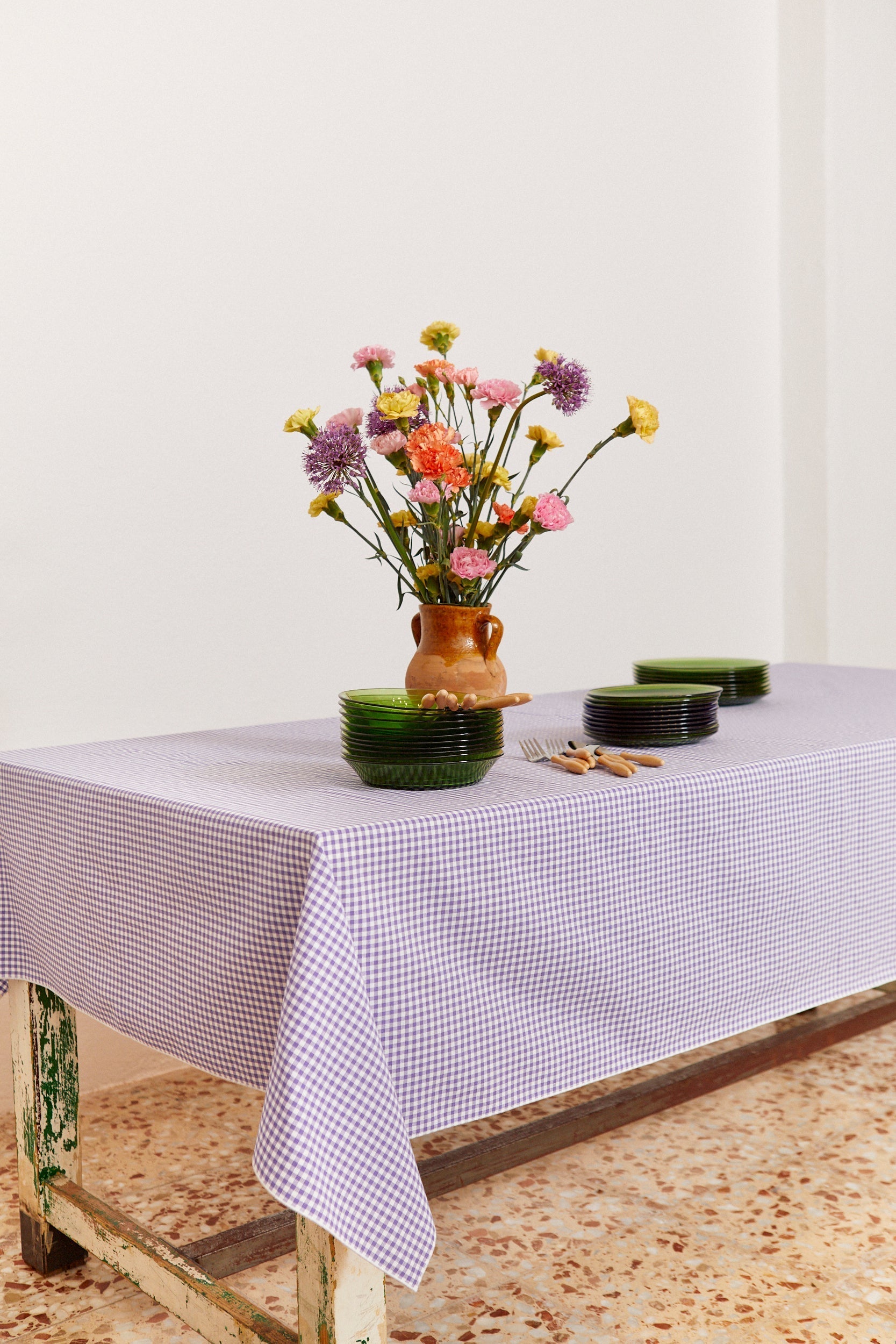 Mantel cuadros vichy malva - Mantel