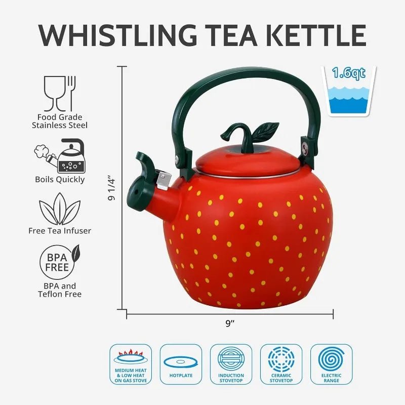 Whistling Tea Kettle for Stove Top Enamel on Steel Teakettle, Design Teapot Water Kettle Cute Kitchen Accessories Teteras - Dopamine Concept Store